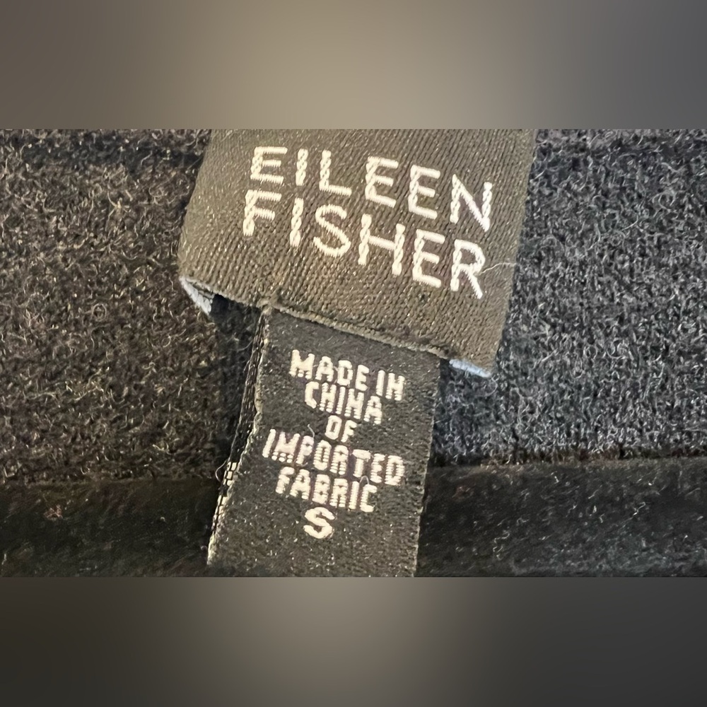Eileen Fisher Black Knit Fit & Flare Dress Handkerchief Hem Sz S - Picture 3 of 5
